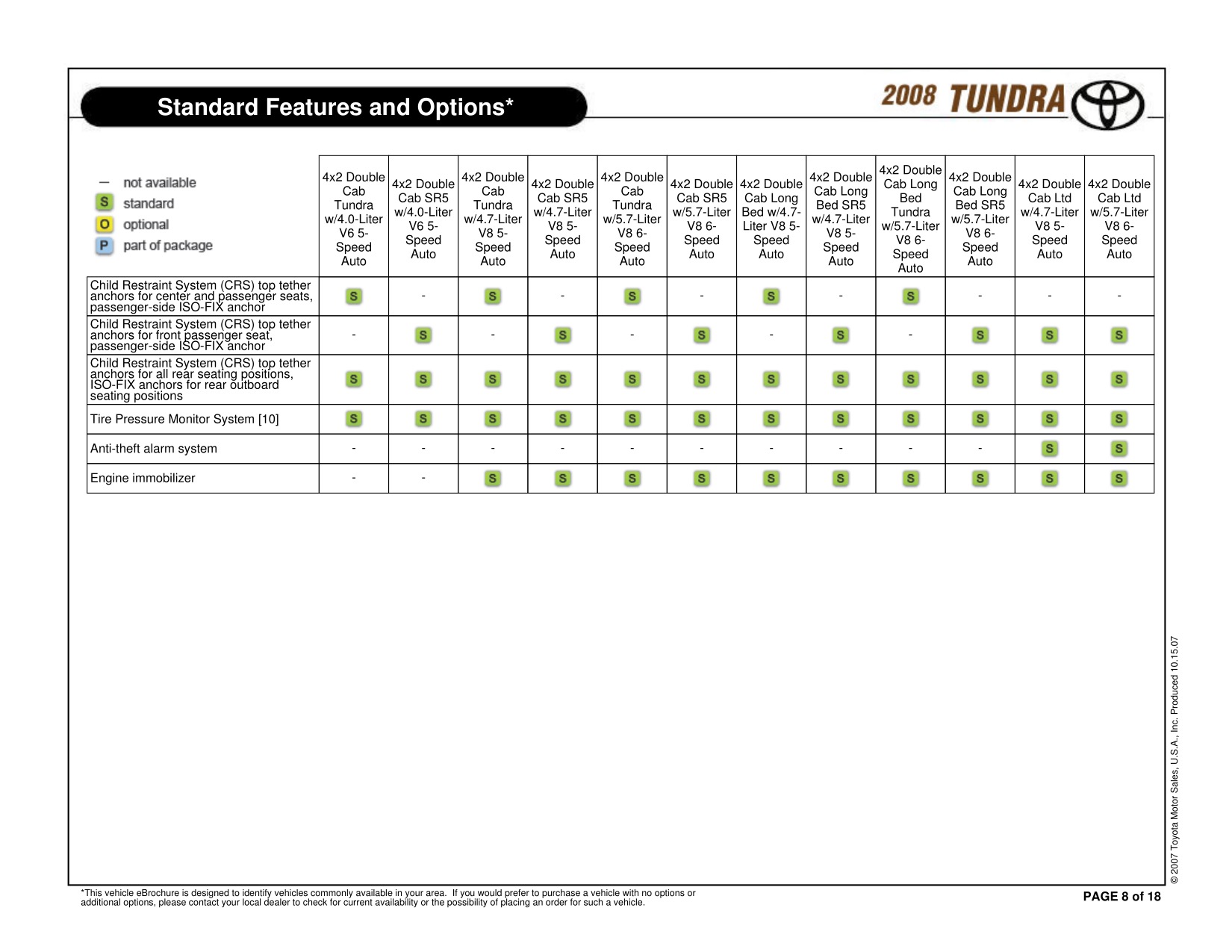 2008 Toyota Tundra RC 4x2 Brochure Page 9